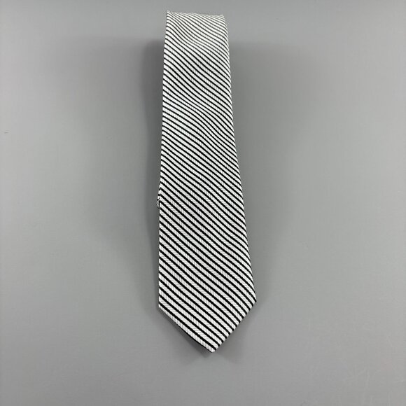 J. Ferrar Gray / Black Striped Skinny / Extra Long Men's Tie 2 1/2' x 62" - Picture 2 of 4